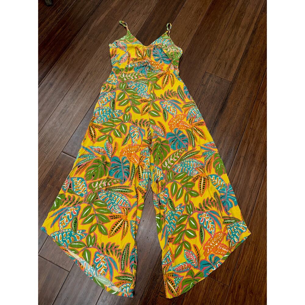 Japna Tropical Print Wide Leg Jumpsuit Large